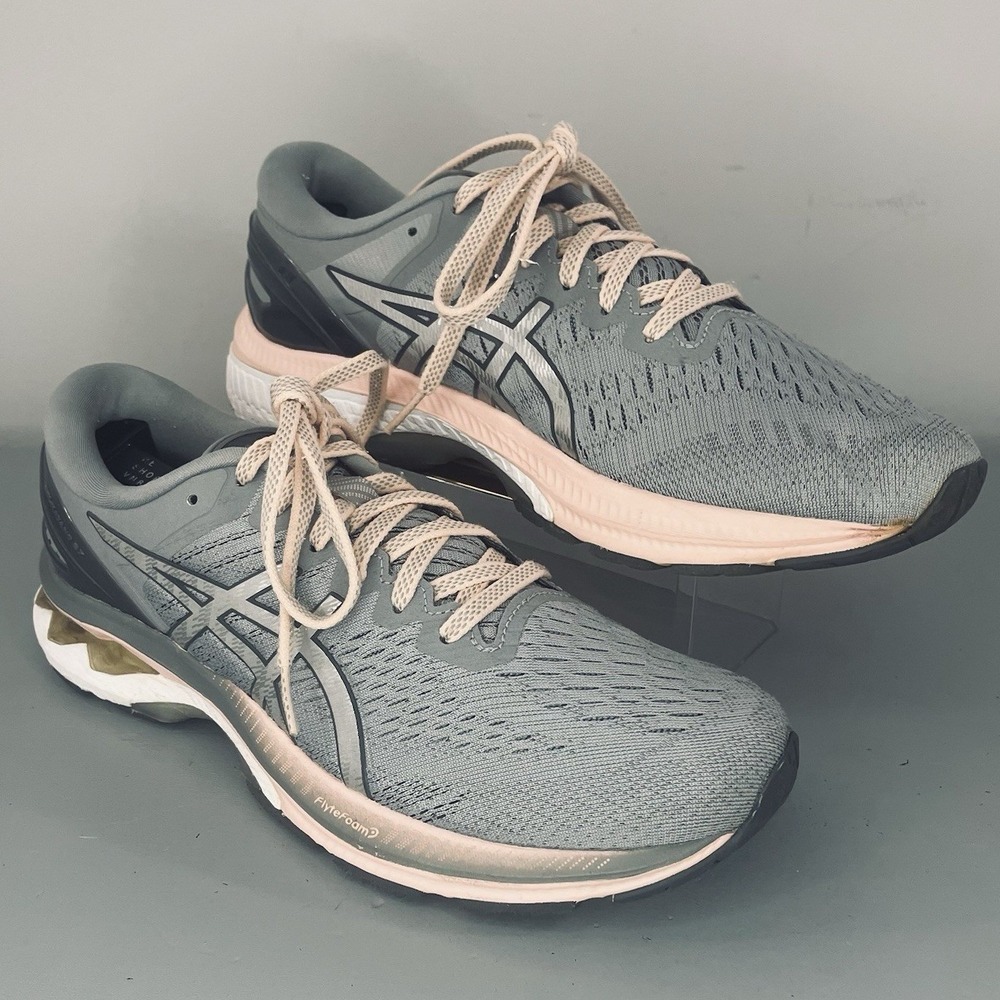 Asics Gel-Kayano 27 Womens 9.5 Gray Peach Running‎ Shoes 1012A649